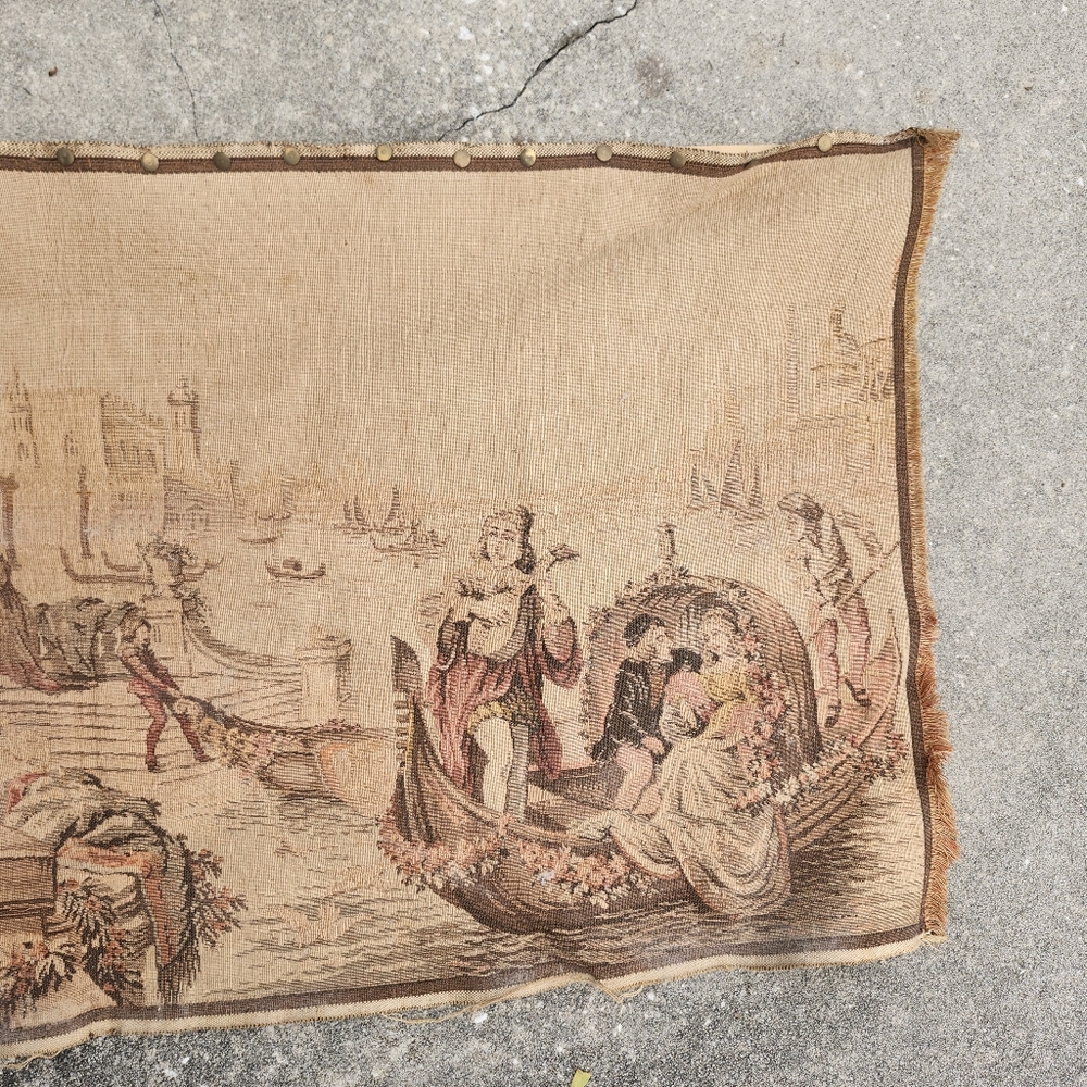 Vintage Antique Woven Tapestry Wall Hanging French 19 X 40 Made In Belgium - Picture 8 of 12